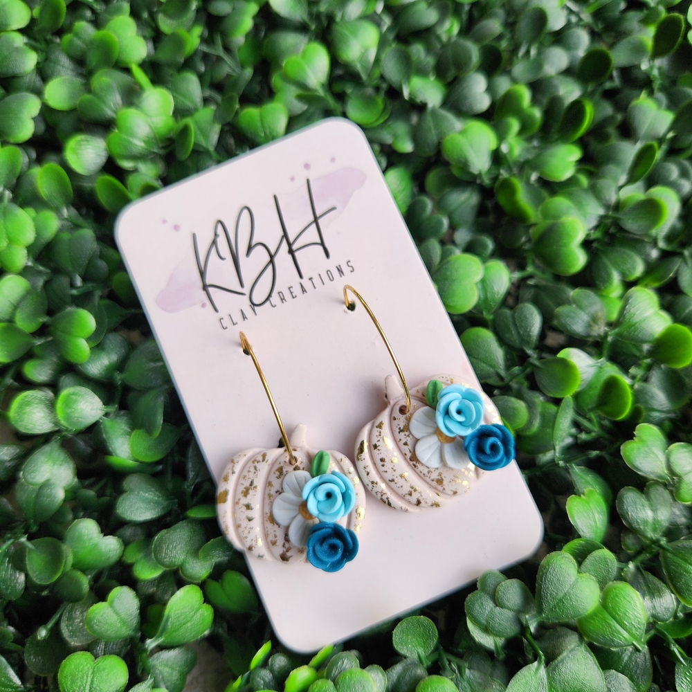 Floral Pumpkin Clay Earrings